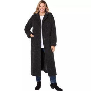 Woman Within Long Hooded Berber Fleece Coat